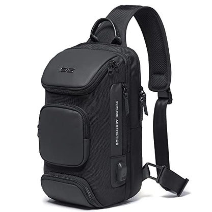 BANGE Sling Bag, Waterproof Crossbody Backpack, Shoulder Bag for Men - color: Black, size: Without Lock