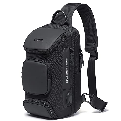 BANGE Sling Bag, Waterproof Crossbody Backpack, Shoulder Bag for Men - color: Black, size: Without Lock