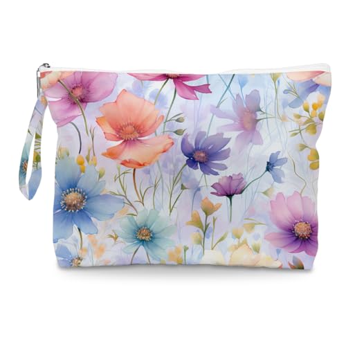 Fokongna Floral Print Wet Bag, Small Portable Waterproof Multi-Functional Organizer for Women, Rainbow Watercolor Floral, Ideal for Daily, Beach & Travel - color: Rainbow Watercolor Floral