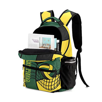 Volleyball Green Gold Black Backpack Shoulder Shopping Bag Travel Casual Bags with Name Text - color: Backpack 20