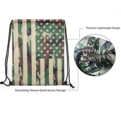 American Flag Drawstring Backpack, Lightweight Cinch String Sports Sackpack for Men & Women,pack of 2 - color: Americanflag-camo