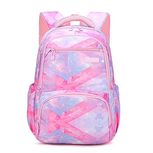 MITOWERMI Kids Backpack for Girls Elementary School Bags Backpacks for Girls Children Bookbags Primary Kindergarten Backpack Pink Geometric - color: Plaid Pink