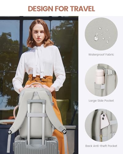 LOVEVOOK Large Travel Backpack For Women, 50L Carry On Backpack Flight Approved, TSA Personal Item Bag, Waterproof Laptop Backpack Fits 18 Inch Laptop, Business Weekender Overnight With 3 Cubes, Grey - color: Pink-grey, size: 50l-18 Inch-4pcs