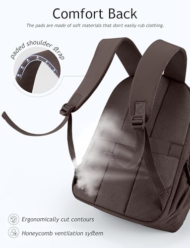 Uselike Travel Backpack for Women, 15.6 Inch Laptop Backpack, Quilted College Bookbag, Cute Work Backpacks, Water Resistant - color: Dark Brown
