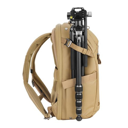 VANGUARD VEO Metro B20L Camera & Everyday Backpack (Beige) – Fits 70–200mm Attached, 14" Laptop Storage, Convertible Daypack Design, Carry-On Ready - color: Beige, size: 20L