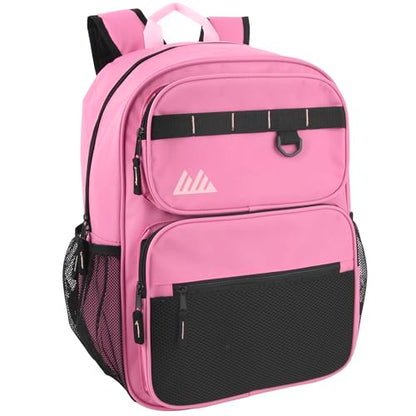 Summit Ridge Travel Backpack for Men and Women, Spacious Work Daypack with Water Bottle Pockets (Pink) - color: Pink