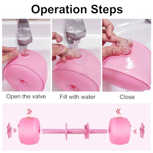 Travel Weights Water Filled Dumbbell Set of 2,6LB Hand Weights for Women at Home Gym Exercise Training - color: Solid Pink