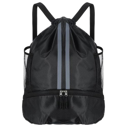 Drawstring Gym Bag with Shoe Compartment and Side Mesh Pockets, Waterproof Sports Drawstring Backpack, Wet and Dry Separation String Backpack for Women Men, Suitable for Fitness, Swimming, Football