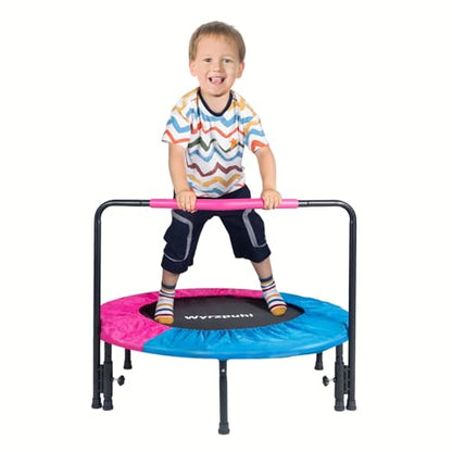 36 Inch Kids Trampoline - Mini Toddler Trampoline with Foam Handle, Small Rebounder Trampoline for Adult Fitness with Safety Padded Cover Indoor and Outdoor Use for Fun