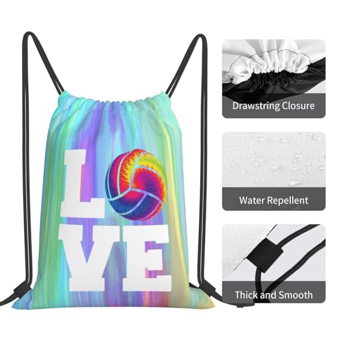 Love Volleyball Unisex Drawstring Backpack Bag Sport Gym Travel Swim Sackpack - color: Love Volleyball5