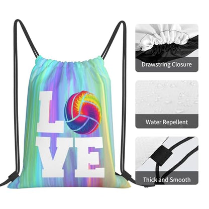 Love Volleyball Unisex Drawstring Backpack Bag Sport Gym Travel Swim Sackpack - color: Love Volleyball5
