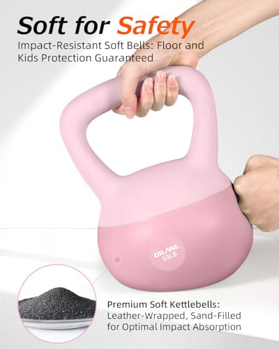 Soft Kettlebell, Safe Strength Training Kettle bell, Cushioned Impact-Resistant Base and Anti-Slip Grip Weight, Kettlebells Set for Home Workouts and Men/Women/Beginners,With Non-slip Gloves - color: Pink