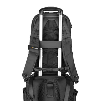 VANGUARD VEO Metro B25L Camera & Everyday Backpack (Black) – Fits 70–200mm Attached, 16" Laptop Storage, Convertible Daypack Design, Carry-On Ready - color: Black, size: 25L