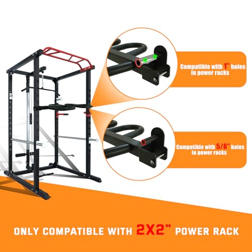 Dip Bar Attachment for 2"x2" Squat Rack, Heavy Duty Power Rack Attachment with 5/8" or 1" Hole - color: For 2" x 2" Power Rack with Multi Grips
