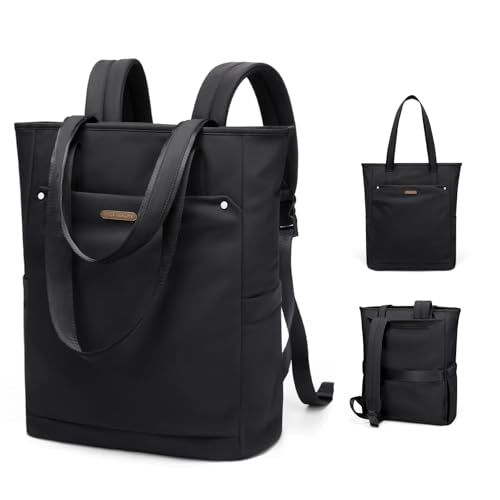 Convertible Laptop Backpack for Women Men Carry on Tote Backpack Teacher Bookbag for College Work Nurse Travel Leisure,16 Inch,Black - color: Black