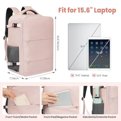 BAGAIL Travel Laptop Backpack, Carry on with USB Port, Luggage Bag for Holiday-Pink - color: Pink