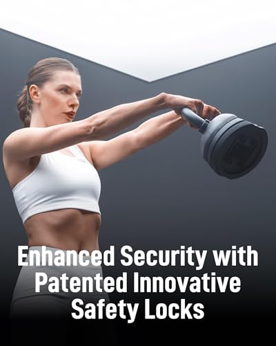 BYZOOM FITNESS Pure Series Adjustable Kettlebell 30/40/50LB - 5-IN-1 Weight Change, Patented Quick-Change Machenism, Ergonomic Curved Handle for Home Gym, Strength Training, HIIT, White OR Black - color: 30LB Black