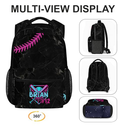 Personalized Baseball Drip Backpack, Blue Ice Cream Print Travel Bag, Multi Pocket Everyday Backpack (#8) - color: #8