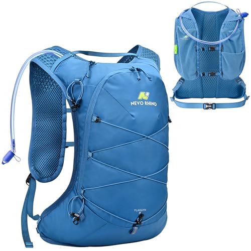 N NEVO RHINO Hydration Backpack, Lightweight Hiking Water Backpack, Hydro Bike Pack with 70 oz 2L Water Bladder, Hydration Daypack for Cycling Rave Mountain - color: Coral Blue