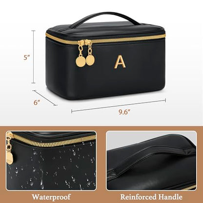 Gifts for Women Travel Makeup Bag Personalized Cosmetic Bag Portable Large Capacity Toiletry Bag(Black-A) - color: Black, style: A