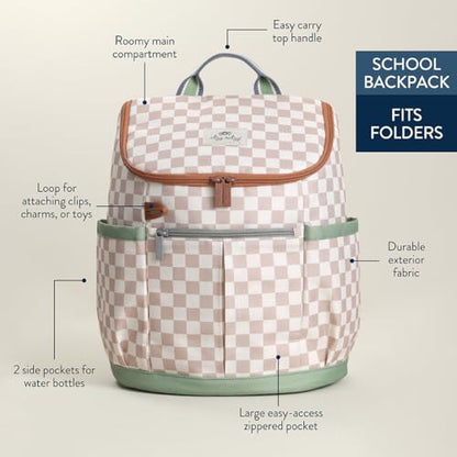 Itzy Ritzy Toddler & Kids Backpack - Lightweight Preschool & Elementary School Bag with Padded Straps, Trolley Sleeve, 2 Side Pockets, Tablet Sleeve & Name Label (Checkerboard) - color: Checkerboard