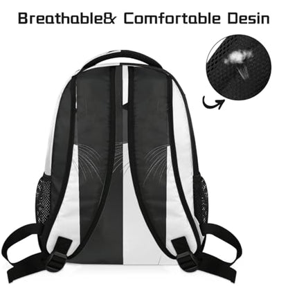 Cat Kids Backpack for Girl Boy Waterproof Kids Back Pack | Black White School Bookbag Women Men Lightweight Rucksack Casual Daypack Carry On Bag for Work Hiking Camping Gym Travel - color: Animal Cat Black White