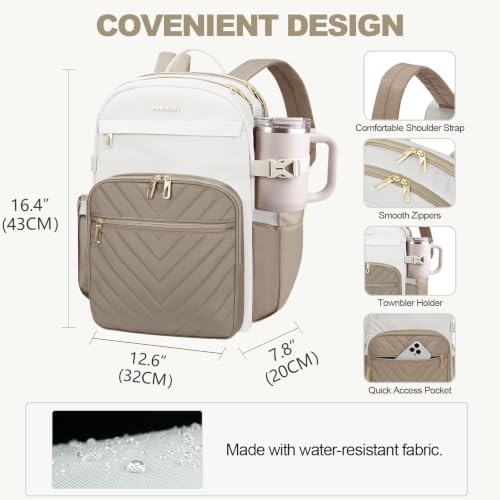 VANKEAN Laptop Backpack for Women (BEIGE-KHAKI, 15.6 Inch) - color: Beige-khaki, size: 15.6 Inch