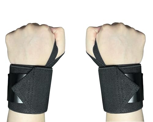 Generic Nylon Wrist Wraps - Weightlifting Wrist Straps - Black - Classic Style - Hook and Loop Closure - Heavy Duty Support and Protection for Exercise (Pair)