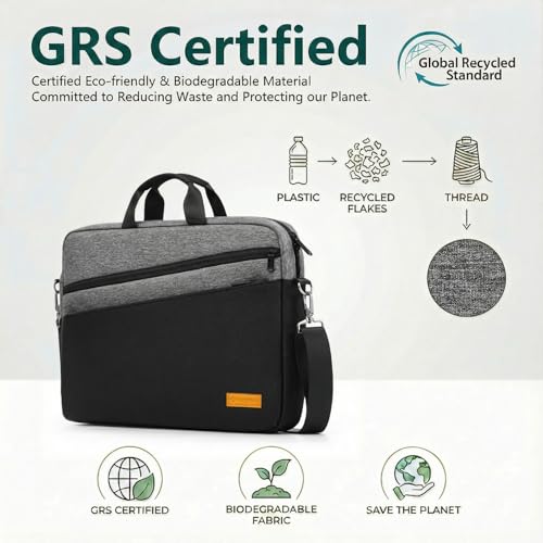 bagasin 15 15.6 16 inch Laptop Computer PC Shoulder Bag Carrying Case, Water-Repellent Fabric Briefcase, Lightweight Toploader, Business Casual or School - color: Grey, size: 15-16