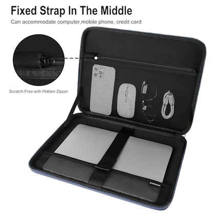DOMISO 13.3-14 Inch Laptop Hard Case, Waterproof Shockproof Hard Shell Laptop Sleeve Protective Computer Bag for Macbook Pro/Lenovo ThinkPad/Dell XPS/HP Pavilion,Navy Blue - color: Navy Blue, size: 14 Inch
