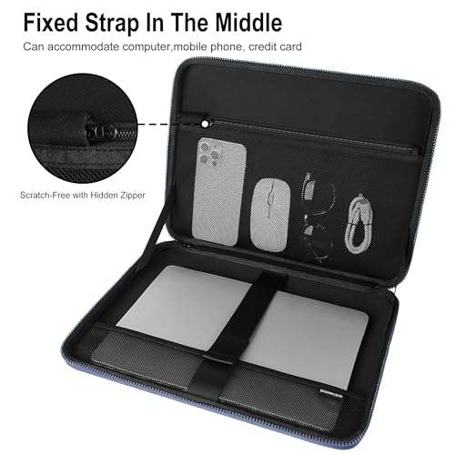 DOMISO 15.6-16 Inch Laptop Hard Case, Waterproof Shockproof Hard Shell Laptop Sleeve Protective Computer Bag for Macbook Pro/Lenovo IdeaPad/HP ENVY/Dell XPS, Navy Blue - color: Navy Blue, size: 15 - 15.6 Inch