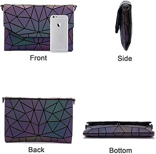LOVEVOOK Geometric Luminous Purses and Handbags for Women Holographic Reflective Crossbody Bag Wallet - color: Crossbody Bags