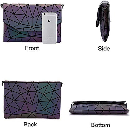 LOVEVOOK Geometric Luminous Purses and Handbags for Women Holographic Reflective Crossbody Bag Wallet - color: Crossbody Bags