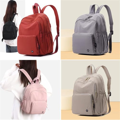 Small Nylon Backpack Mini Casual Daypack Lightweight Backpack for Women Travel Purse (Grey purple) - color: Grey Purple