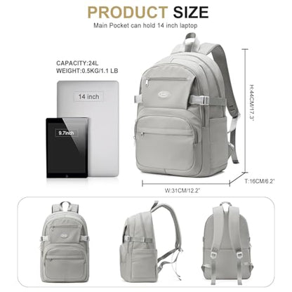weradar Cute School Backpack For Teens Boys Girls,Simple Middle School Bag,Casual Daypacks Backpack With Lots Of Pockets,Aesthetic College Backpack For Women Men(Grey) - color: A5-grey