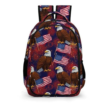 Casual Travel Laptop Backpack Bald Eagle American Flag Fireworks Pattern, Lightweight Anti Theft Computer Bag with Large Capacity for Men Women College Work - color: Pattern (334)