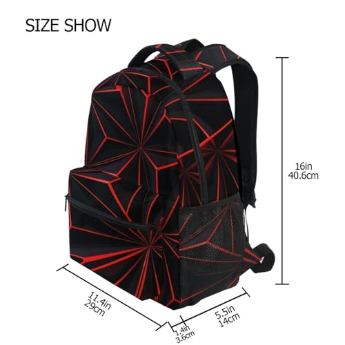 ALAZA 3D Geometric Black Polygon Red Futuristic Large Backpack Personalized Laptop iPad Tablet Travel School Bag with Multiple Pockets - color: Geomertry