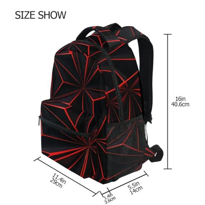 ALAZA 3D Geometric Black Polygon Red Futuristic Large Backpack Personalized Laptop iPad Tablet Travel School Bag with Multiple Pockets - color: Geomertry