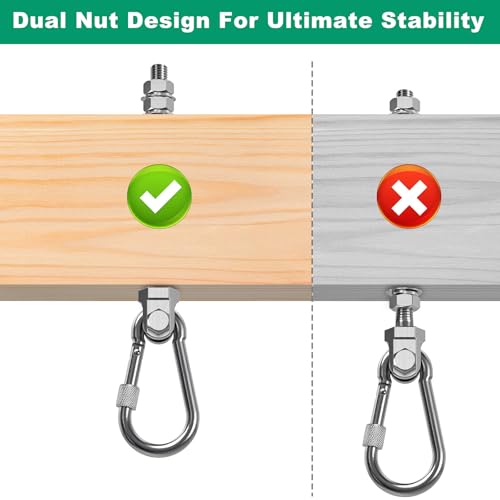 SELEWARE 6Pcs Heavy Duty Swing Hangers, 1500LB Capacity Stainless Steel Swing Set Hooks for Wood/Steel Beam, 7" x M2/5" Porch Swing Hardware for Playground Swing Hammock Chair Yoga Swing Punching Bag - color: 6 Pack Swing Hangers (7" X M2/5" Threaded Rod)