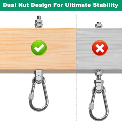SELEWARE 6Pcs Heavy Duty Swing Hangers, 1500LB Capacity Stainless Steel Swing Set Hooks for Wood/Steel Beam, 7" x M2/5" Porch Swing Hardware for Playground Swing Hammock Chair Yoga Swing Punching Bag - color: 6 Pack Swing Hangers (7" X M2/5" Threaded Rod)
