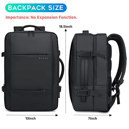 BANGE Travel Backpacks,Flight Approved Carry On Backpacks, 17-inch Laptop Backpack for International Travel Bag,Weekender Luggage Backpack for Men - color: Black