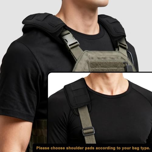 ZINMARK 2Pcs Tactical Shoulder Pad, Ultra-Thick Comfort Cushion for Vest Straps, Backpacks, Breathable & Shock-Absorbing,Black - color: Black