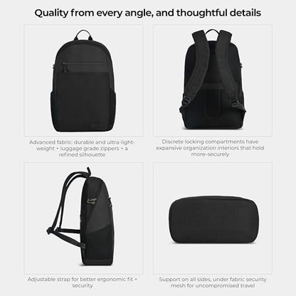 Travelon Anti-Theft Metro Backpack with RFID blocking pouch - color: Black