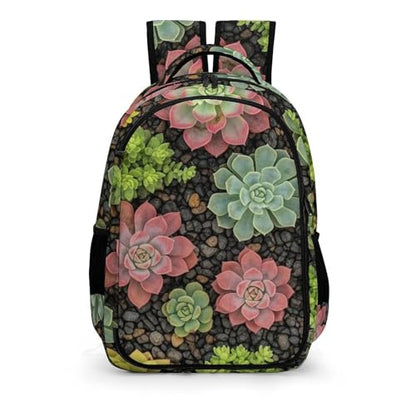 Casual Laptop Backpack Purse Succulent Plants, Cute Travel Bag with Tumbler Holder for Nurse Teacher College Commute - color: Pattern (255)
