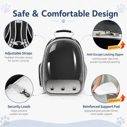 Expandable Cat Carrier Backpack with Bubble Window and Mesh, Black - color: Black