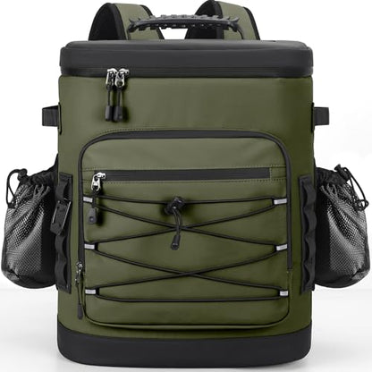 Large 52cans Cooler Backpack, Insulated, Waterproof, Leak Proof, 30L Large Capacity - color: Army Green