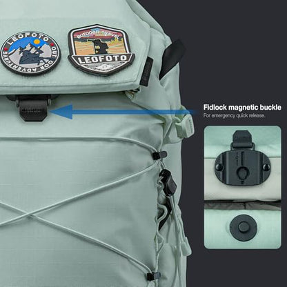 LEOFOTO 35L Camera Backpack for Photographer, Lightweight Waterproof Travel Camera Bag for Camera/Drone/15.6" Laptop, Photopraphy Bag with Side Access & Rain Cover, Tripod Compatible, 2.65KG - GREEN - color: 35l-bag+medium Insert-green