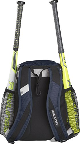 Rawlings | R400 Baseball & Softball Backpack Equipment Bag | T-Ball / Rec / Travel | Multiple Colors - color: Navy