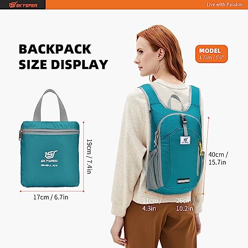 SKYSPER 10L Hiking Backpack Small Hiking Daypack Packable Lightweight Travel Day Pack for Women Men(Cyan) - color: Cyan