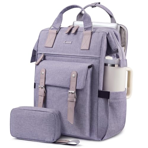 LOVEVOOK Laptop Backpack for Women with Giant Tumbler Holder Pocket,17.3 inch Waterproof Travel Backpack Purse Computer Laptop Bag - color: Purple-purple, size: 17.3 Inch D-Cup